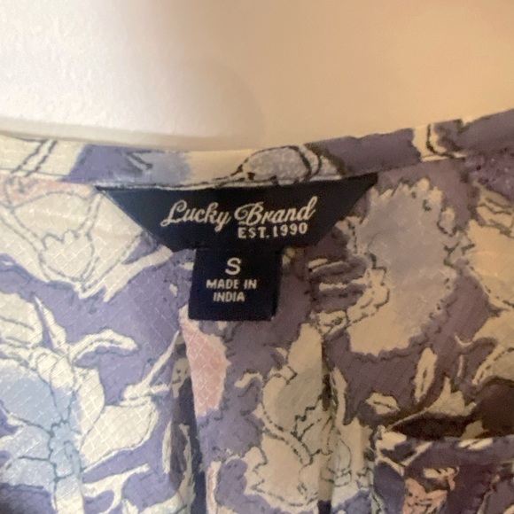 Lucky Brand Blue Fall Floral Shirt Blouse Boho Peasant Women's Size Small - Picture 12 of 13